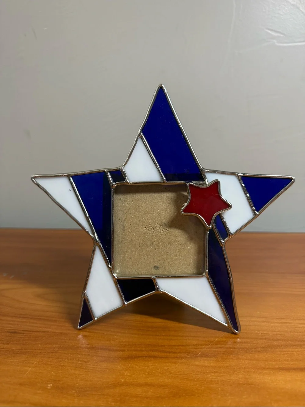Handmade Stained Glass Patriotic Star 4th Of‎ July Picture Frame Small Photo